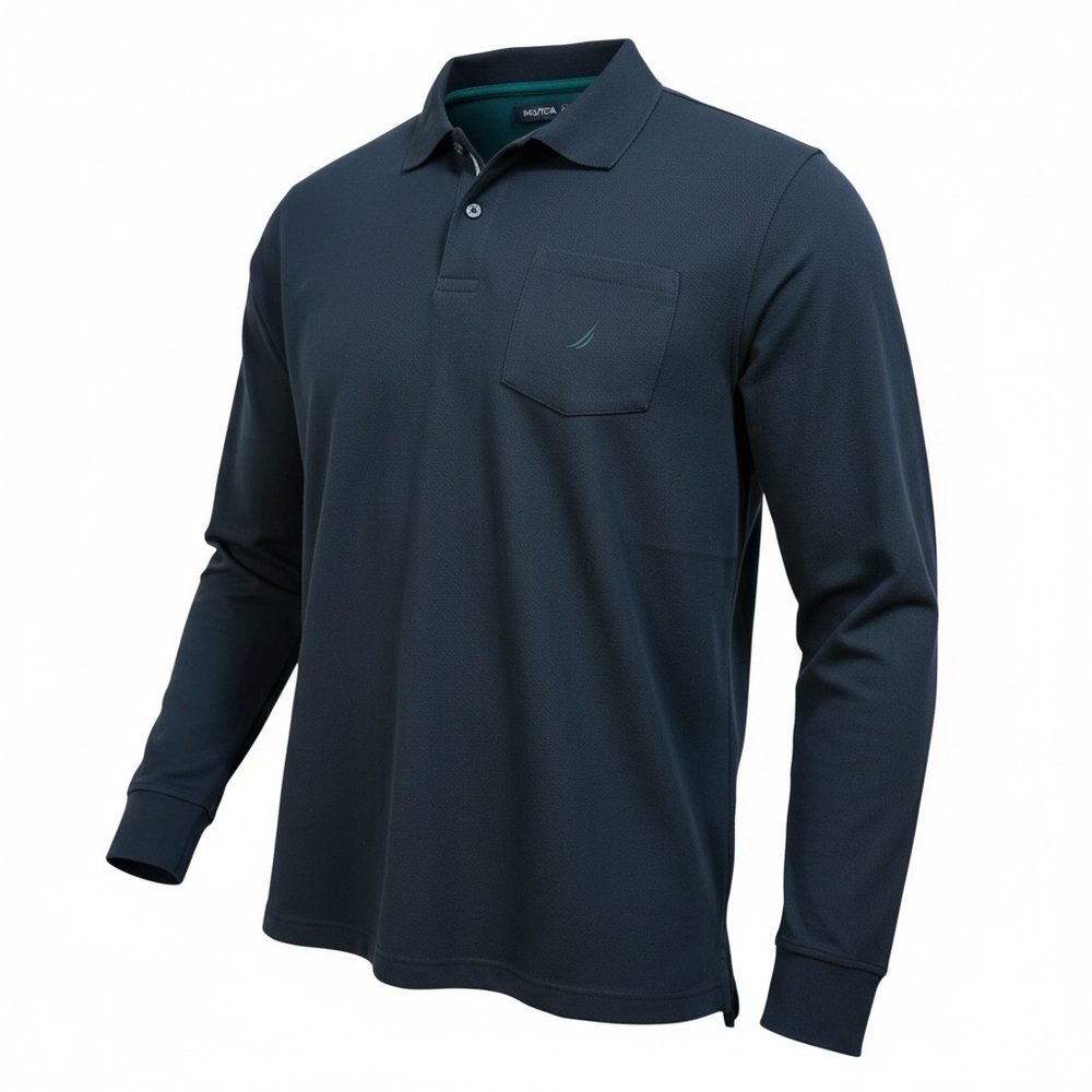 Nautica Men's Black Long Sleeve Polo